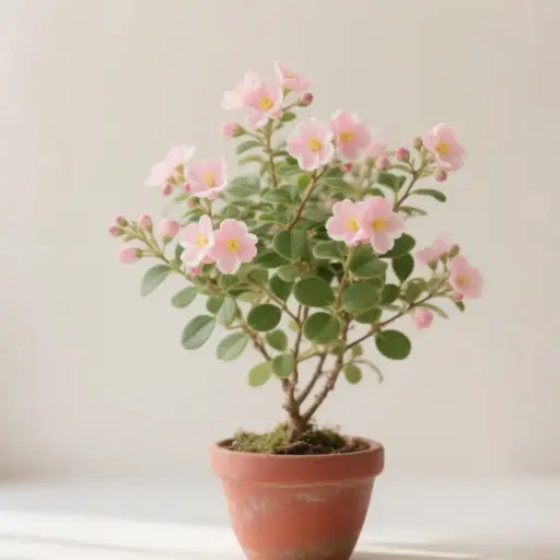 淡粉色五彩梅盆栽